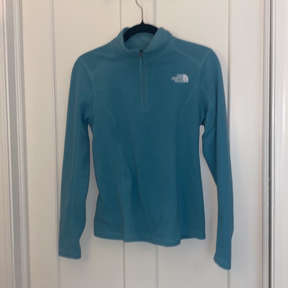 NWOT The North Face sea-green quarter zip fleece-like polyester jacket, size XS